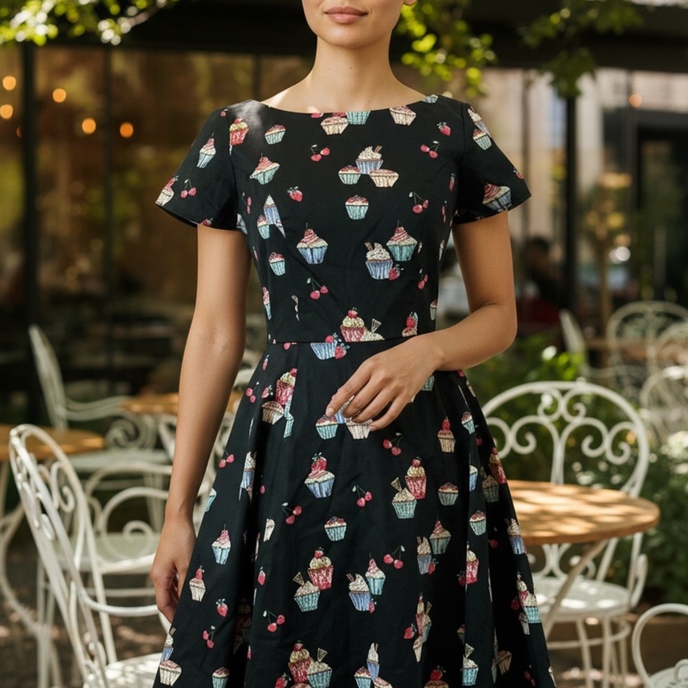 Eva Rose Black Floral Dress - Picture 7 of 7